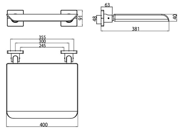 Emco System 2 - Sklopné sedadlo do koupelny, černá 355121202
