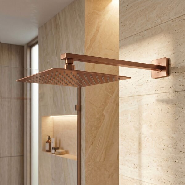 Sprchové rameno čtvercové REA JS-9022BRG 40cm Brush Copper