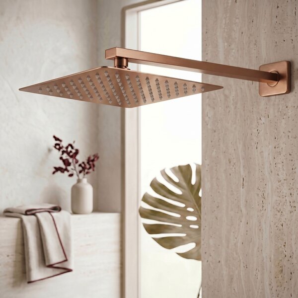 Sprchové rameno čtvercové REA JS-9022BRG 40cm Brush Copper