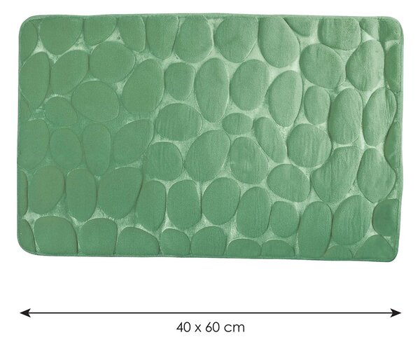 MSV koupelnová předložka PEBBLES, bazalkově zelená, PU pěna, protiskluzová, 40 x 60 cm