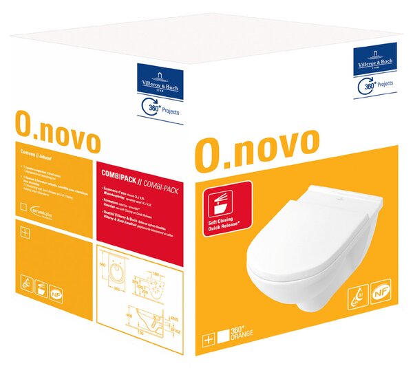 Villeroy & Boch O.Novo Combi-Pack - SET Závěsné WC + sedátko SoftClosing, alpská bílá 5660HR01