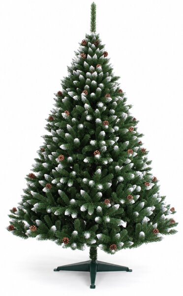 JAKS Vánoční stromek smrk zasněžený se šiškami zelený 120 cm