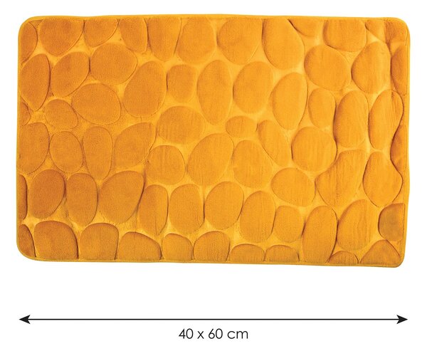 MSV koupelnová předložka PEBBLES, žlutá, PU pěna, protiskluzová, 40 x 60 cm