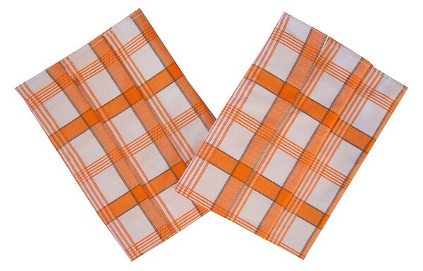  Sada tří bavlněných žakárový utěrek - extra savé. Barva bílá/oranžová. Rozměr utěrek je 3x 50x70 cm