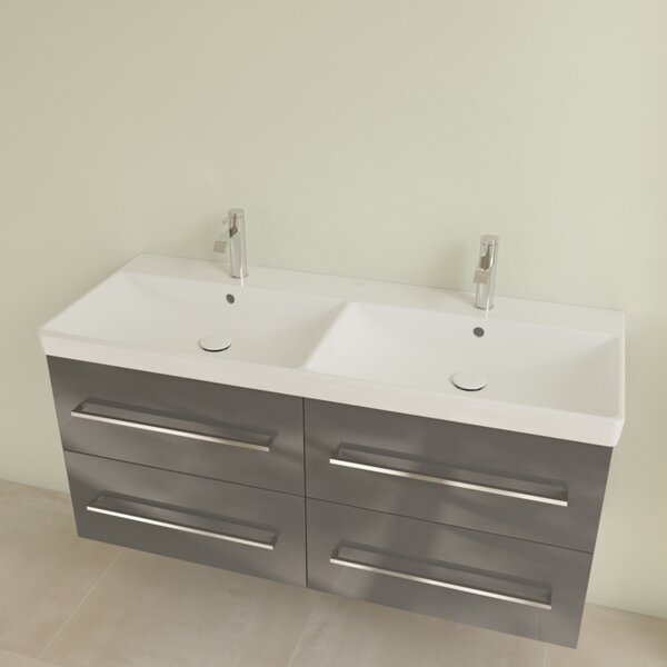 Villeroy & Boch Avento - Dvojité umyvadlo 1200x470mm, s přepadem, alpská bílá 4A23CK01
