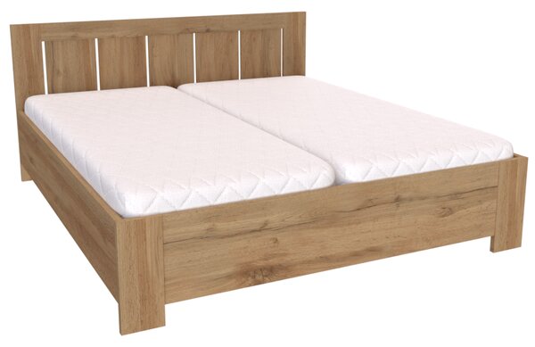 Postel AURA + 2 polohovatelné lamelové rošty Šířka 180 cm, Akácie skořice
