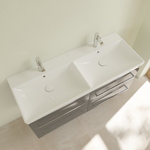 Villeroy & Boch Avento - Dvojité umyvadlo 1200x470mm, s přepadem, alpská bílá 4A23CK01