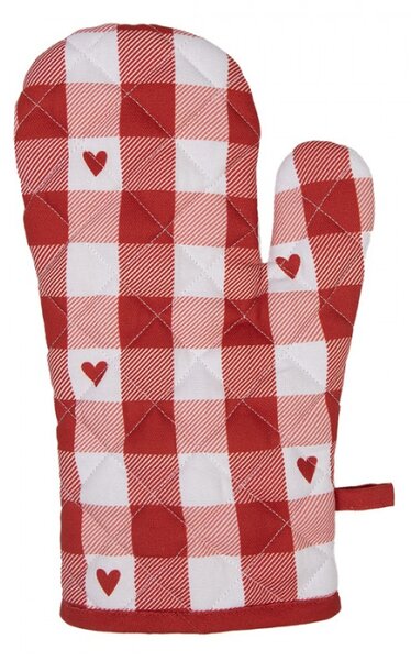 Červeno-bílá bavlněná chňapka se srdíčky Love It – 18x30 cm