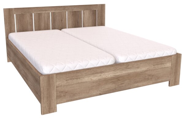 Postel AURA + 2 polohovatelné lamelové rošty Šířka 180 cm, Akácie skořice