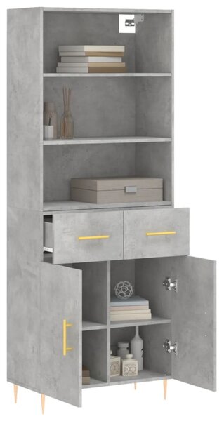 Skříň highboard betonově šedá 69,5x34x180 cm kompozitní dřevo 3200509