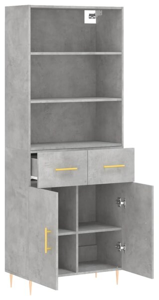 Skříň highboard betonově šedá 69,5x34x180 cm kompozitní dřevo 3200509