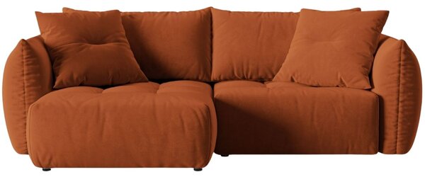 Micadoni Terakotově oranžová sametová pohovka Bloom 250 cm, levá