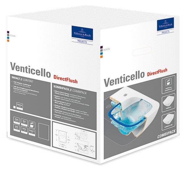 Villeroy & Boch Venticello Combi-Pack - SET Závěsné WC + sedátko SlimSeat SoftClosing, alpská bílá 4611RS01