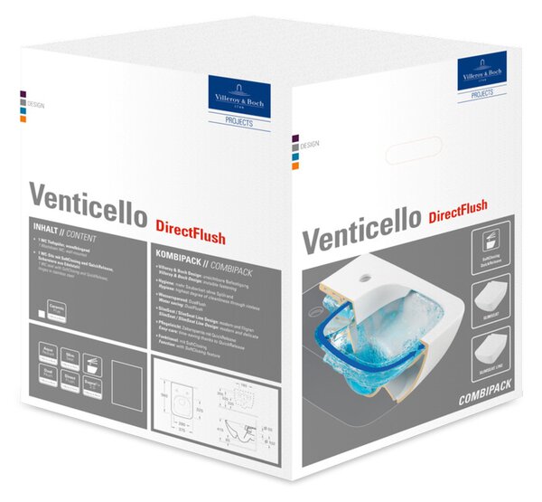 Villeroy & Boch Venticello Combi-Pack - SET Závěsné WC + sedátko SlimSeat Line SoftClosing, alpská bílá 4611RL01