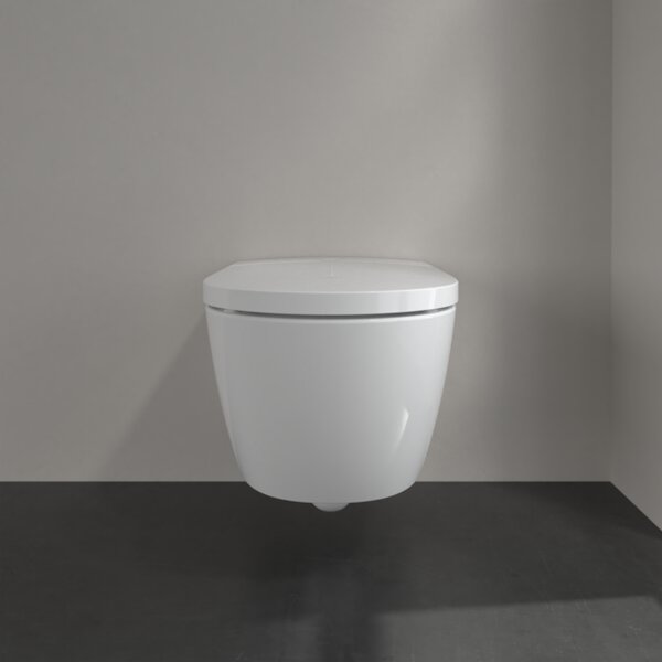 Villeroy & Boch ViClean-I 100: sprchové WC, WC mísa bez splachovacího kruhu s bidetovým sedátkem, bílá alpin CeramicPlus, V0E100R1