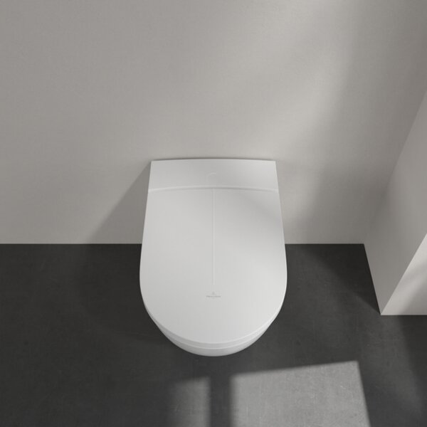 Villeroy & Boch ViClean-I 100: sprchové WC, WC mísa bez splachovacího kruhu s bidetovým sedátkem, bílá alpin CeramicPlus, V0E100R1