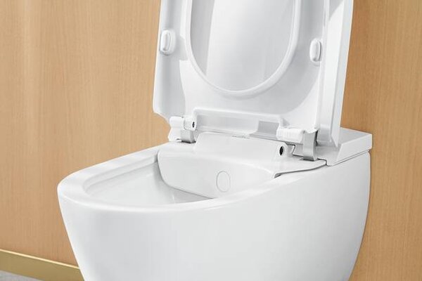Villeroy & Boch ViClean-I 100: sprchové WC, WC mísa bez splachovacího kruhu s bidetovým sedátkem, bílá alpin CeramicPlus, V0E100R1