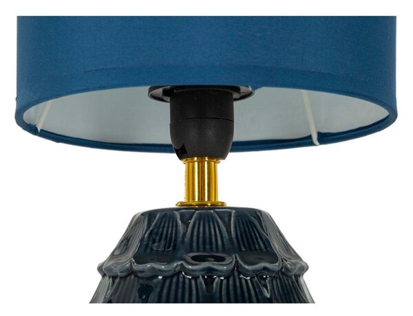 Modrá keramická stolní lampa s textilním stínidlem (výška 30,5 cm) Pigny – Mauro Ferretti