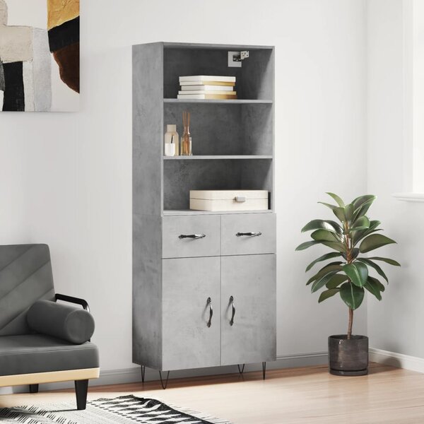 Skříň highboard betonově šedá 69,5x34x180 cm kompozitní dřevo 3200549