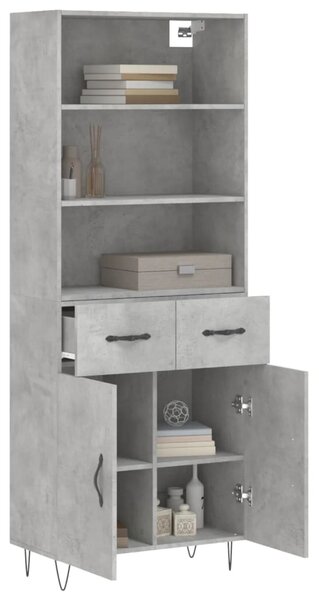 Skříň highboard betonově šedá 69,5x34x180 cm kompozitní dřevo 3200549