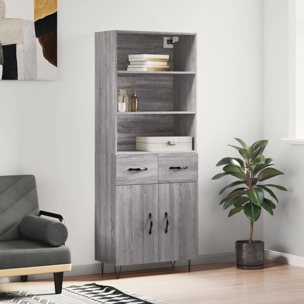 Skříň highboard šedá sonoma 69,5 x 34 x 180 cm kompozitní dřevo 3200551