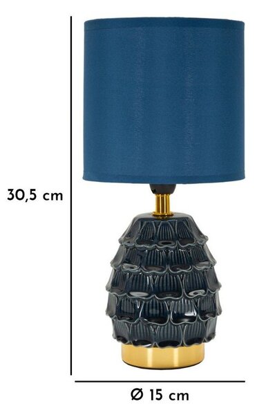 Modrá keramická stolní lampa s textilním stínidlem (výška 30,5 cm) Pigny – Mauro Ferretti