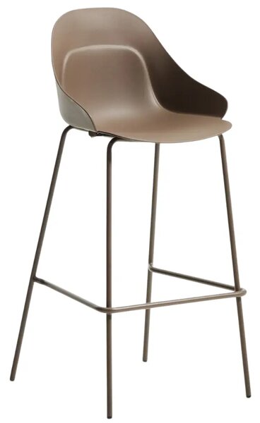 Kave Home Hnědá plastová barová židle Sanile 74 cm