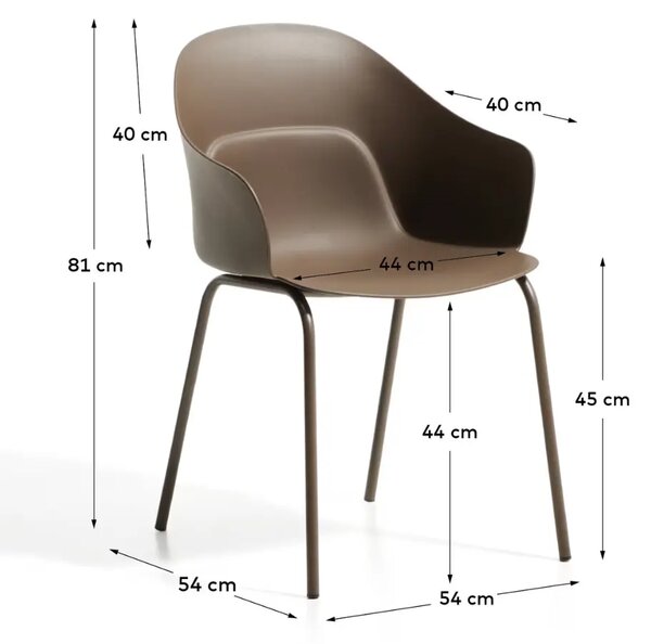 Kave Home Hnědá plastová jídelní židle Sanile