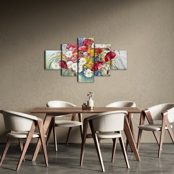 Obraz vázy s divokými květy (125x70 cm)