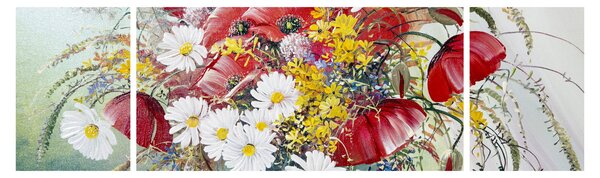 Obraz vázy s divokými květy (170x50 cm)
