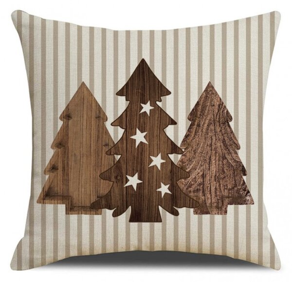 Vánoční povlak na polštář WOODEN TREES 45x45 cm, béžový