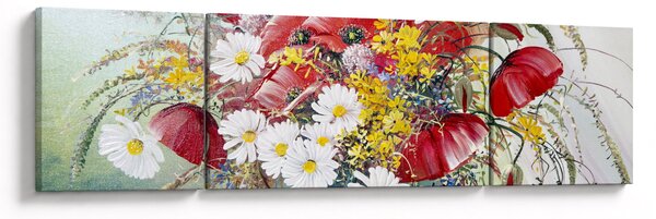 Obraz vázy s divokými květy (170x50 cm)