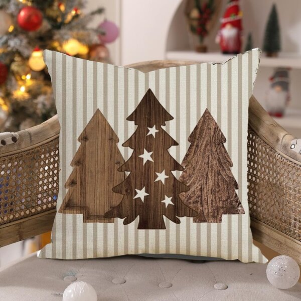 Vánoční povlak na polštář WOODEN TREES 45x45 cm, béžový