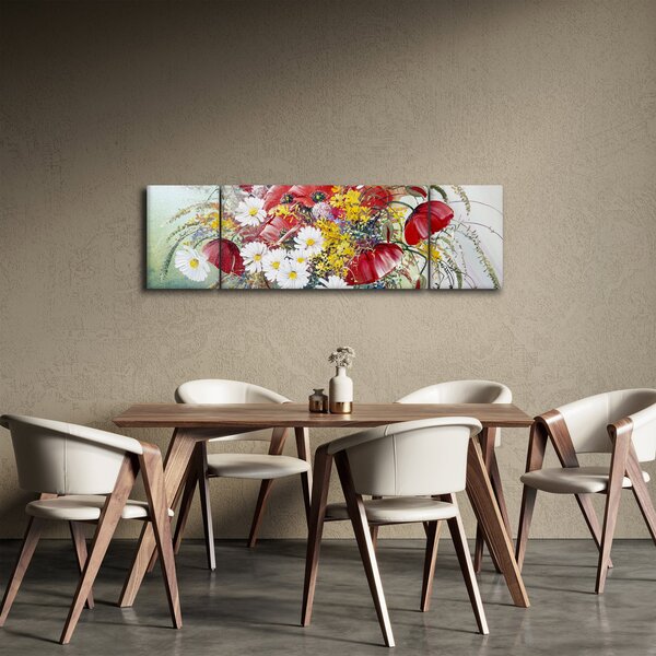 Obraz vázy s divokými květy (170x50 cm)