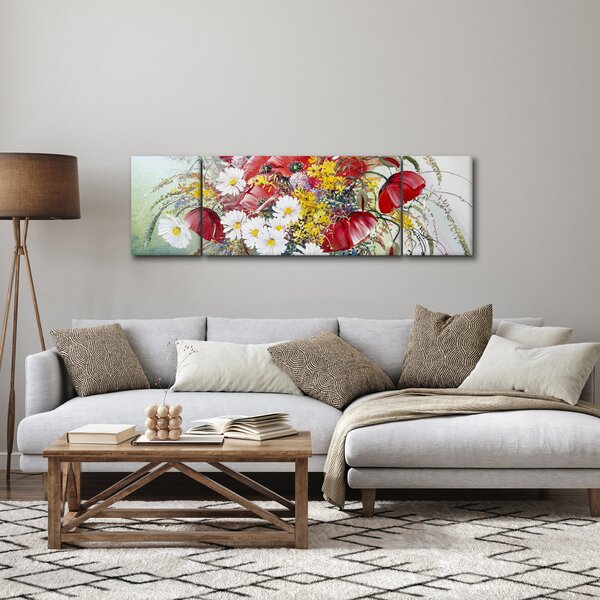 Obraz vázy s divokými květy (170x50 cm)