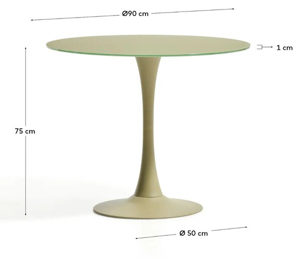 Kave Home Zelený skleněný jídelní stůl Vedira Ø90 cm