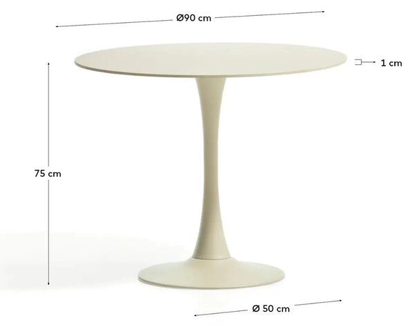 Kave Home Krémový skleněný jídelní stůl Vedira Ø90 cm