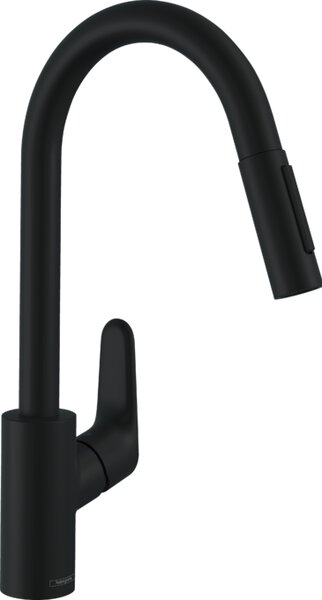 Hansgrohe Focus M41 kuchyňská páková baterie 240, vytahovatelná sprška, 2jet, matná černá 31815670