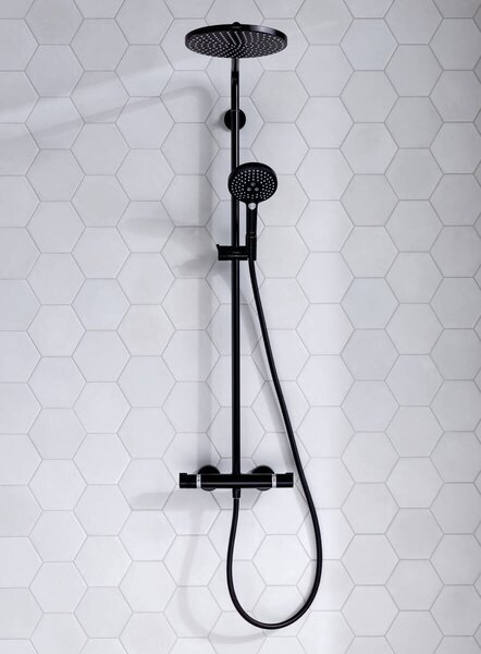Hansgrohe Raindance Select S Showerpipe 240 1jet PowderRain s termostatem, matná černá 27633670