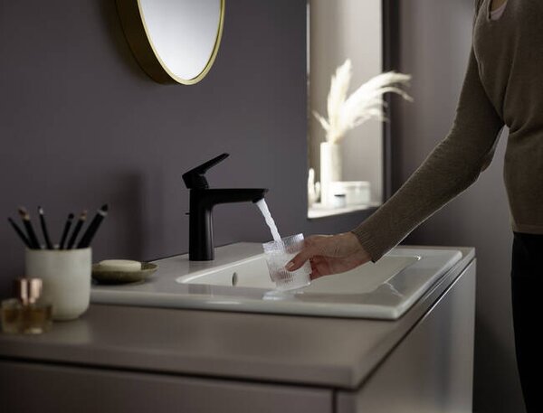 Hansgrohe Talis E Páková umyvadlová baterie 110 CoolStart s odtokovou soupravou s táhlem, matná černá 71713670