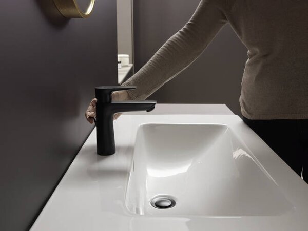 Hansgrohe Talis E Páková umyvadlová baterie 110 CoolStart s odtokovou soupravou s táhlem, matná černá 71713670