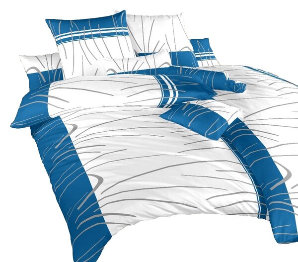 Komfortní ložní prádlo z kvalitní jemné bavlny Tenerife modré. Jemný vzor v modré barvě na bílém podkladu. Povlečení doporučujeme kombinovat s bílým, šedým nebo královsky modrým prostěradlem. Rozměr francouzského povlečení  je 220x220, 2x 70x90 cm