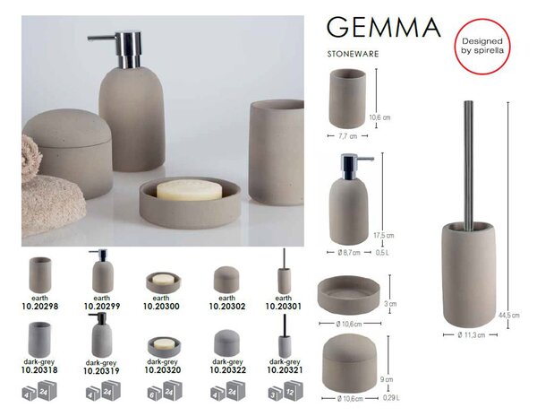 Spirella kelímek na kartáčky GEMMA, zemitá hnědošedý, keramika