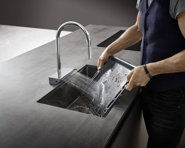 Hansgrohe Aquno Select M81 kuchyňská páková baterie 170 vytažitelná sprška, 3jet, sBox, chrom 73831000