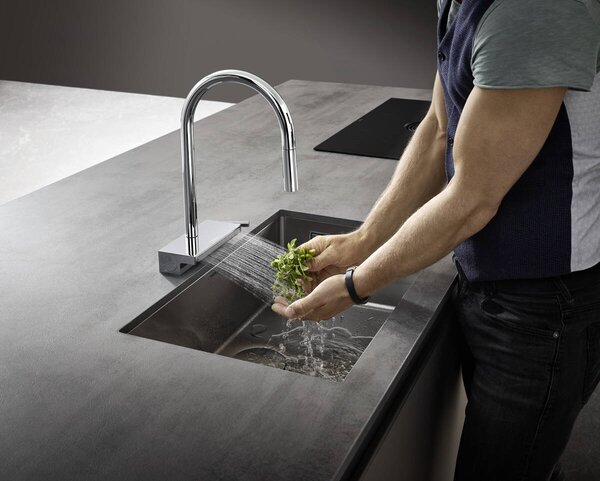 Hansgrohe Aquno Select M81 kuchyňská páková baterie 170 vytažitelná sprška, 3jet, sBox, chrom 73831000