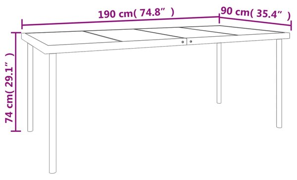 7dílný zahradní jídelní set černý ocel a textilen 3200680