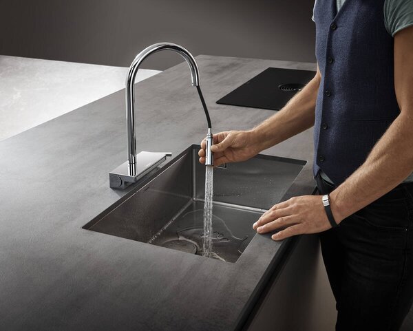 Hansgrohe Aquno Select M81 kuchyňská páková baterie 170 vytažitelná sprška, 3jet, sBox, chrom 73831000
