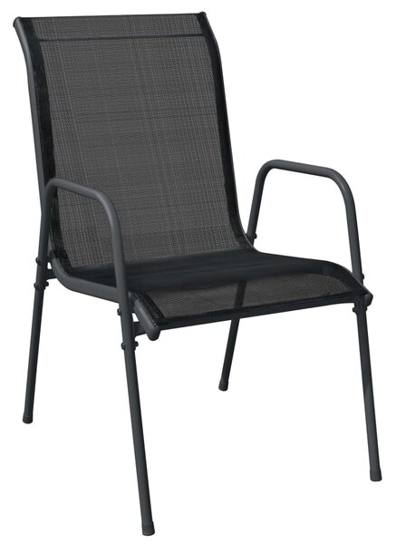7dílný zahradní jídelní set černý ocel a textilen 3200693