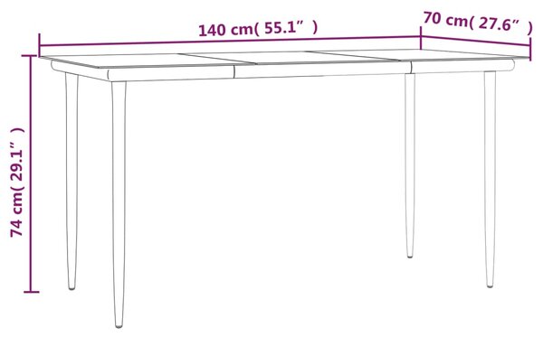5dílný zahradní jídelní set černý ocel a textilen 3200684