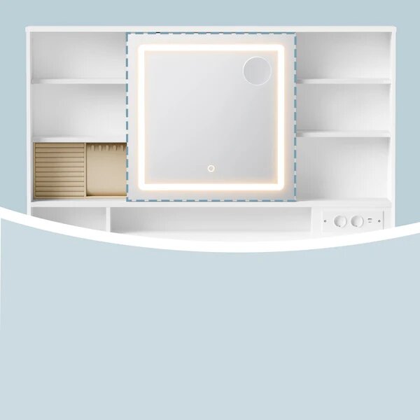 SONGMICS Toaletní stolek s LED osvětlením a nabíjecí stanicí Kail 110 cm bílý